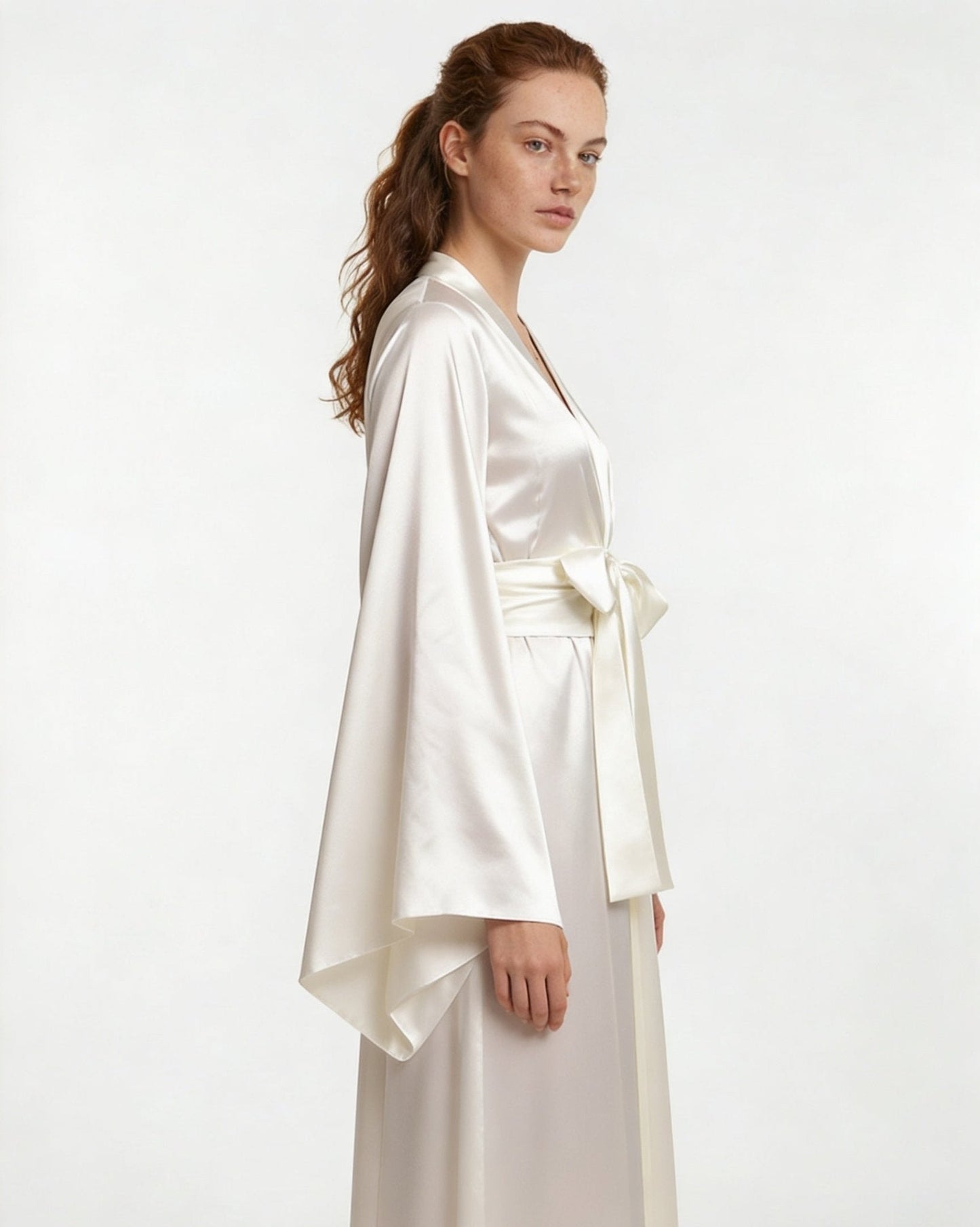 Elegant Nightwear Kimono Robe With Ribbon Sash