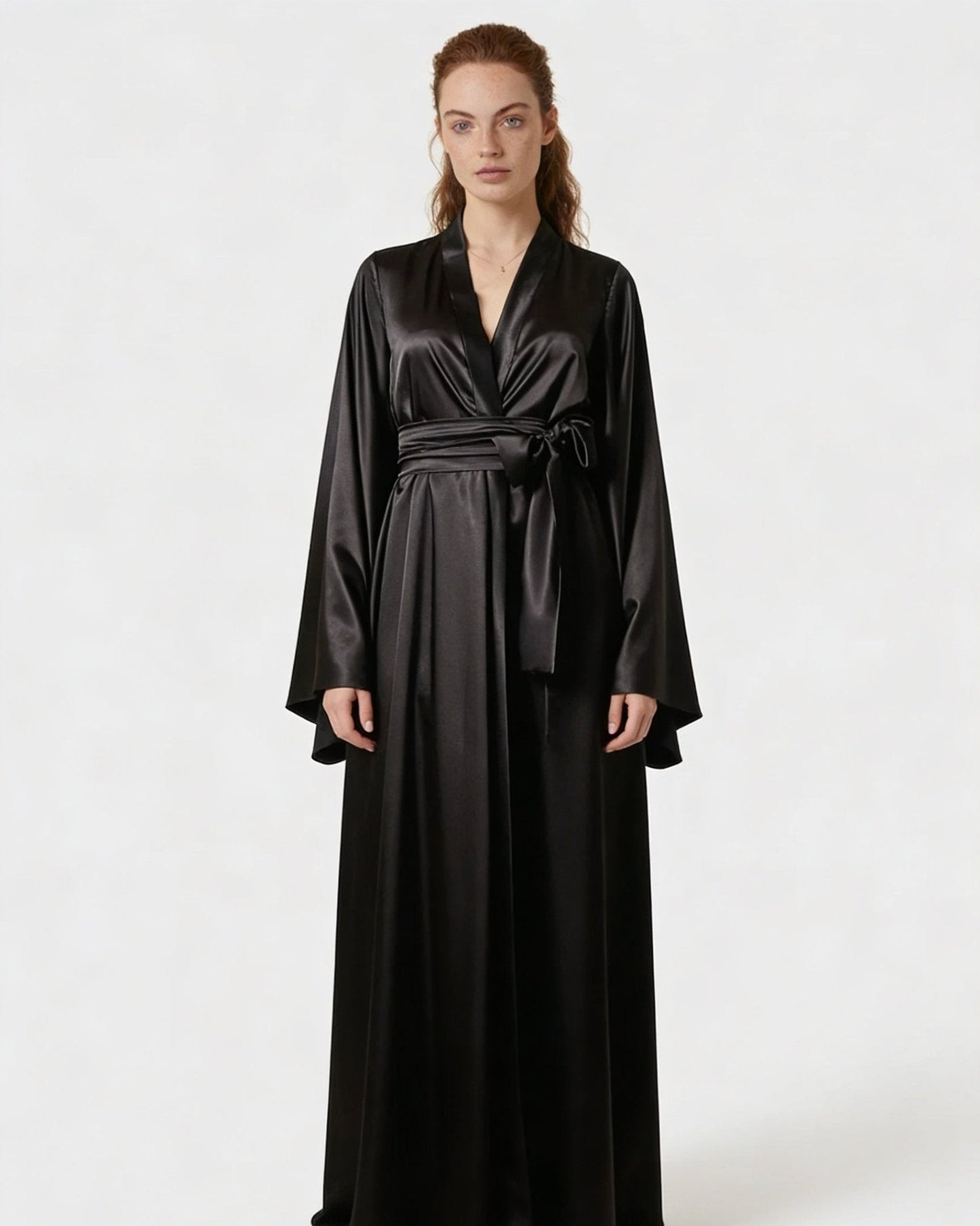 Elegant Nightwear Kimono Robe With Ribbon Sash